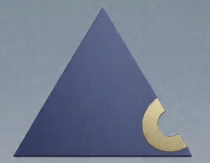 Logo Comunicate como Líder - Triángulo dorado y azul 